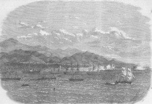 El Callao en 1865. Fuente: http://perusigloxix.blogspot.com.es/2013/07/puerto-del-callao.html